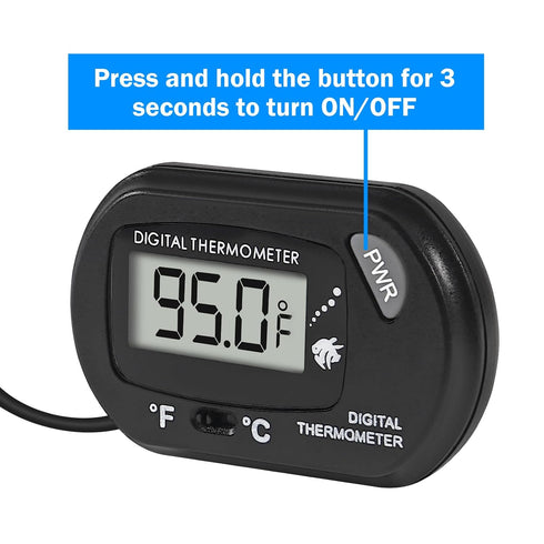 Shutao 5Pcs Digital Aquarium Thermometer with Water-Resistant Sensor Probe and Suction Cup - Fahrenheit/Celsius (/) LCD