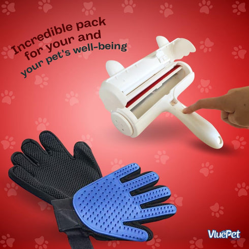 Pet Grooming Set, Washable Hair Remover Tool, Shedding Control & Comfortable Massage Glove for Dogs and Cats