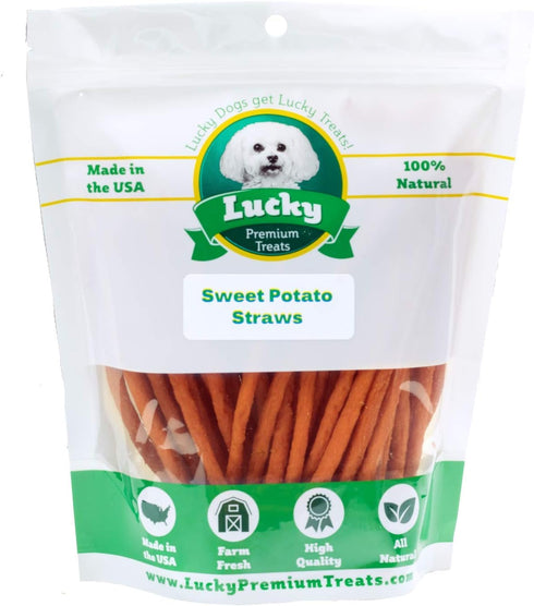 Lucky Premium Treats Sweet Potato Straws - Single Ingredient Vegetable Dog Treats, 13 oz Bag