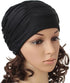 Women Pleated Cloth Fabric Swimming Hat, Swim Cap Bathing Cap (Black)
