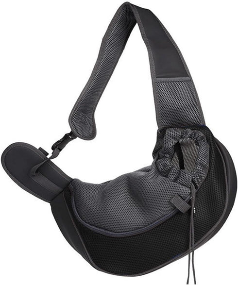Dog Sling Carrier for Small Dogs and Cats, Breathable Mesh Hand-Free Bag for Traveling and Hiking (Medium, Black)