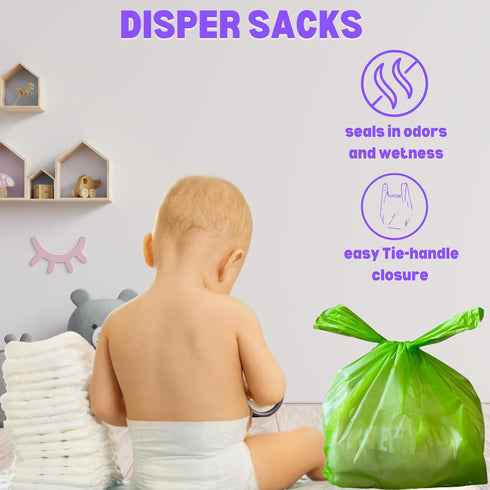 (500 (500 Baby Diaper Bag Disposable Biodegradable Unscented Easy Tie Handles Bags) Made w/EPI Additive Bulk Diaper