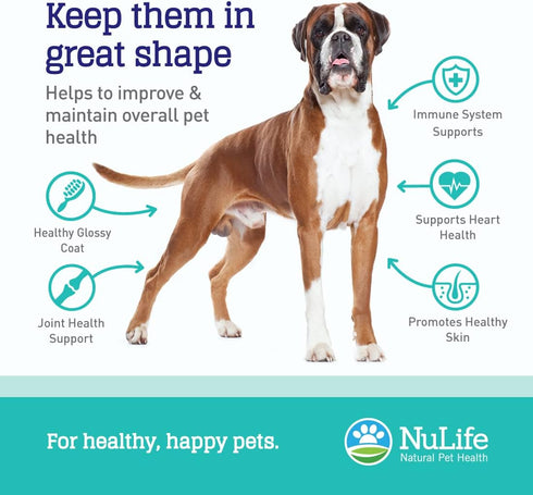 100% Pure Omega 3 Fish Oil for Dogs & Cats - Pet Supplement with DHA & EPA for Healthy Skin - 120 Capsules