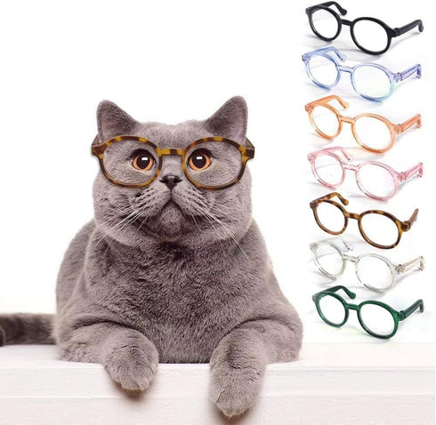 Retro Clear Lens Pet Dog Glasses, Transparent Sun Glasses for Small Dogs and Cats, Cosplay Accessories (Pink)