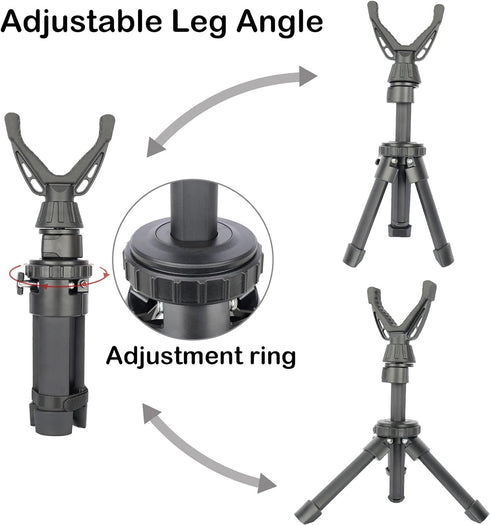 360 Portable Shooting Tripod with Rotating & Removable V Yoke - Adjustable Height Rifle Rest Stand for Hunting, Target