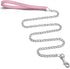 Dog Leash, Metal Pet Leash with Comfortable PU Leather Handle for Small and Medium Dogs, 4 FT (Pink)