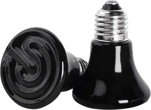 50W Mini Reptile Heat Lamp Bulb (2 Pack) E26/E27 Base, AC110-120V, Infrared Ceramic Heat Emitter for Reptiles
