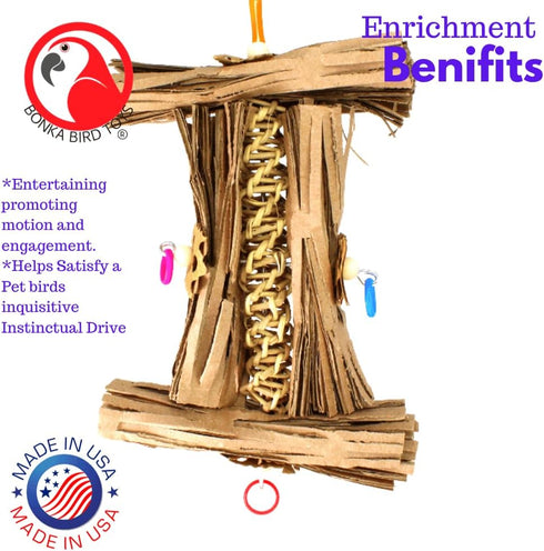 1547 Natural Helix Bonka Bird Toys, Cardboard Shredder Vine for Parrots, Parrotlets, Conures, and Cockatiels