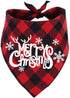 Dog Christmas Bandana Classic Buffalo Plaid Scarf, Triangle Bibs for Small Medium Large Dogs and Cats