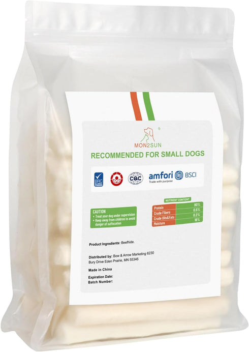 MON2SUN Dog Rawhide Rolls, Twist Sticks, 6-6.5 Inch Dog Chew Treats, Natural Flavor, 60 Count for Puppies.