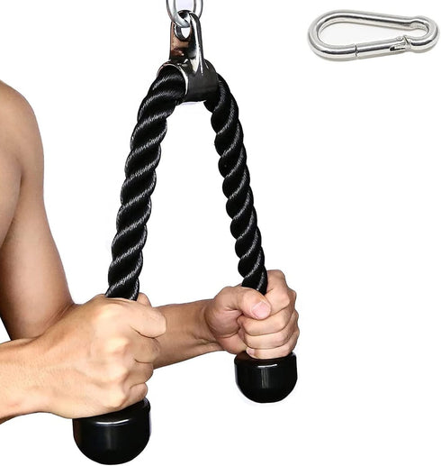 Tricep Rope Fitness Attachment - 27 & 36 Inches, Heavy Duty Coated Nylon Rope in 2 Colors with Solid Rubber Ends