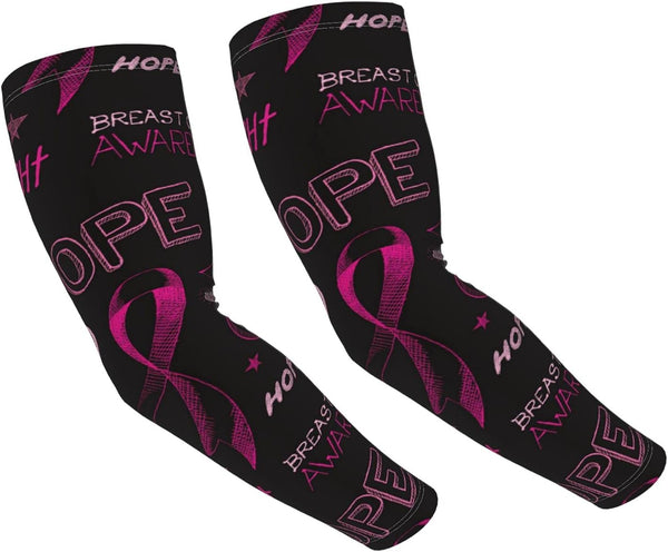 Ribbon Breast Cancer Awareness Cooling Arm Sleeves for UV Protection, Perfect for Cycling, Running, Basketball