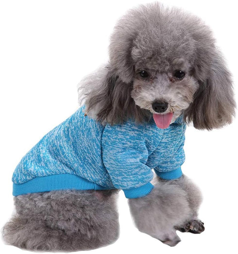 Pet Dog Classic Knitwear Sweater - Warm Winter Puppy Pet Coat - Soft Sweater Clothing for Small Dogs (XXS, Light Blue)