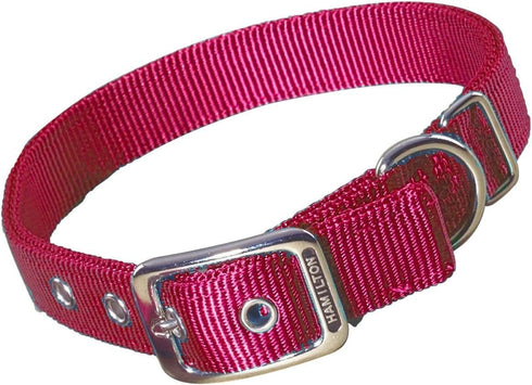 Hamilton Thick Nylon Deluxe Dog Collar, 1-Inch by 24-Inch Double, Red