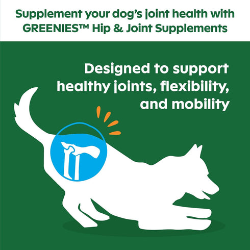 GREENIES Supplements, Hip & Joint Supplements for Dogs with Glucosamine and Chondroitin, 30 Count Chicken-Flavor Soft