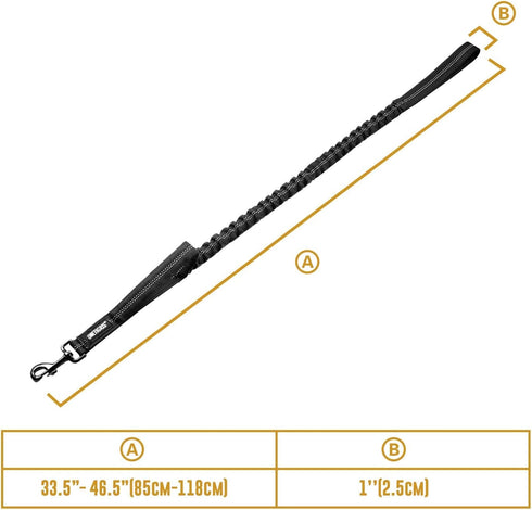 OneTigris Tactical Dog Training Bungee Leash with Control Handle, Quick Release Nylon Leads Rope, Black