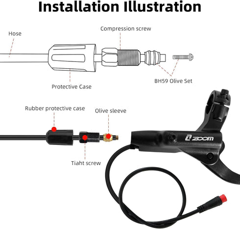 Akantor HB-876E 2-Pin Zoom Safety Cut Off Brake Levers for Electric Bike/Electric Scooter, Motor Power Off Brake