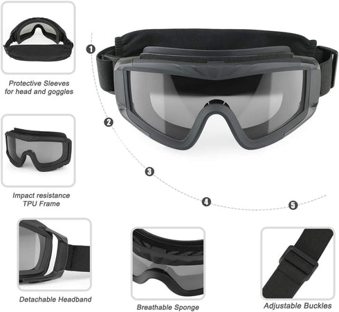 xaegistac Tactical Airsoft Goggles Safety Glasses Anti Fog for Hunting Cycling