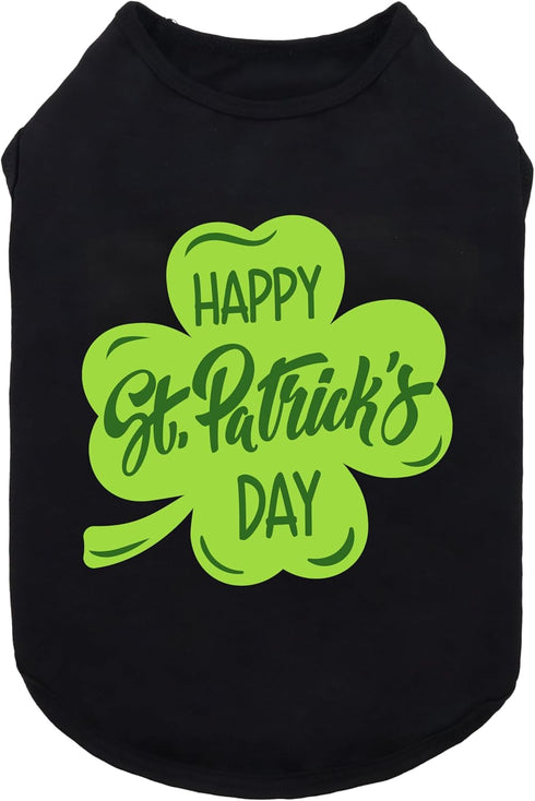 Fitwarm Happy St Patricks Day Dog Clothes, Summer T-Shirt for Small Dogs, Lightweight Cotton Pet Outfit (Black, Green,