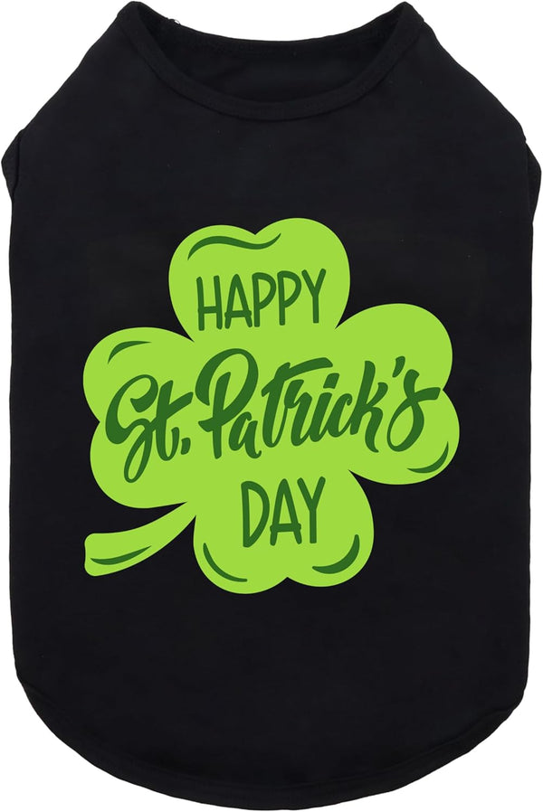 Fitwarm Happy St Patricks Day Dog Clothes, Summer T-Shirt for Small Dogs, Lightweight Cotton Pet Outfit (Black, Green,