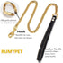 18K Gold Dog Chain Leash, 11MM Solid Chew Proof Stainless Steel Cuban Link with Smooth Leather Handle, 3FT/4FT/5FT
