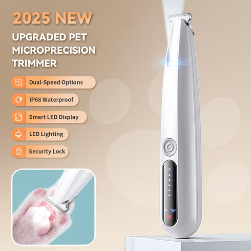 2026 Trimmer, Trimmer IP68 Trimming New Pet Precision Dog Paw with LED Light, Low Noise, Waterproof, Dual-Speed Motor