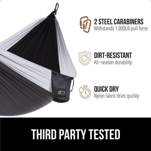 Hammock Hammocks Backpacking GORILLA GRIP Durable Camping with Heavy Duty Tree Straps, Portable for Outside, Easy