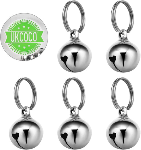 Dog Collar Bell: 6Pcs 16MM Metal Pet Collar Bells with Key Ring, Clear Sound, Silver