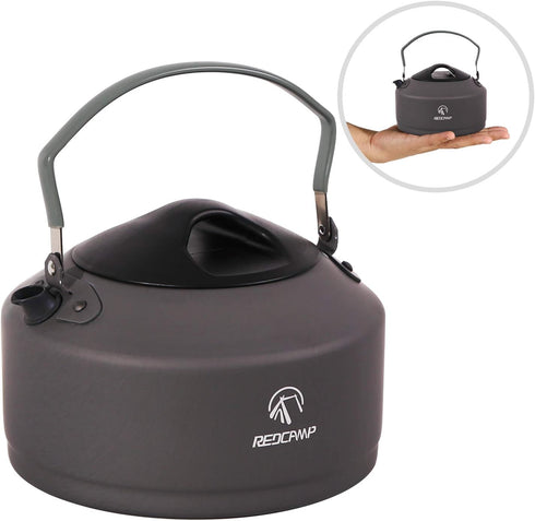 REDCAMP 0.9L Small Outdoor Camping Kettle - Aluminum Water Pot with Carrying Bag for Tea