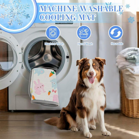 imiBBWQu Summer 27" 22" Dog Cooling Mat Cute Cartoon Rabbits Mat Thickened Waterproof Washable Dog Ice Pad Cooling Beds