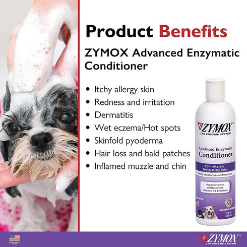 12oz. ZYMOX Advanced Enzymatic Leave-On Conditioner, for Pets & Animals of All Ages: Conditions, Detangles, Soothes