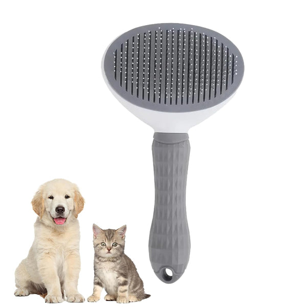 Generic Dog & Cat Brush, Self Cleaning Slicker Grooming Brush for Shedding, Deshedding Rake, Comb (Grey)