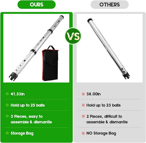 Golf Ball Retriever - Aluminum Alloy Picker Upper Tube, Shagger Grabber, Ball Collector Tool for Men Women