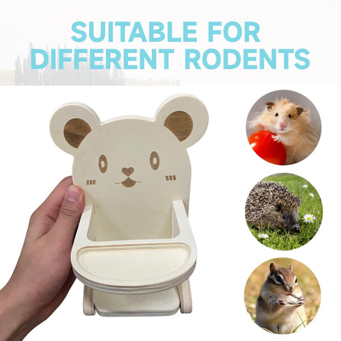 WCDJOMOP Handmade Wooden Hamster Dining High Chair - Small Animal Cage Accessories Habitat Decor House Photo Props