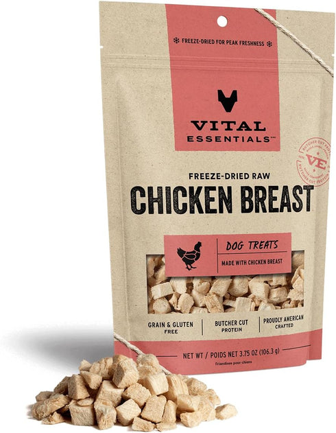 Vital Essentials Freeze Dried Raw Single Ingredient Dog Treats, Chicken Breast, 3.75 oz