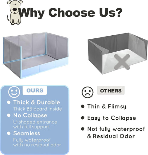 HQ4US 4LEGS 22''x 22'' Seamless, Dog Litter Box, Pee Pad Holder Foldable, Indoor Dog Potty Tray for Medium Dogs, High