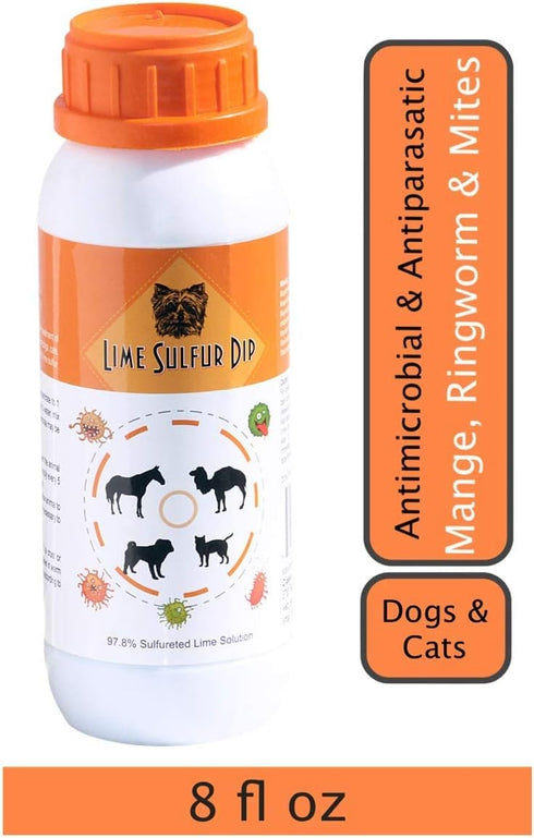 Classic's Lime Sulfur Dip (8 oz - Extra Strength Formula - Safe Solution for Pets)