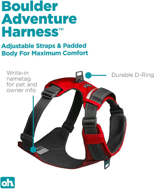 Outward Hound Boulder Adventure Adjustable Dog Harness with Pockets, Small, Red
