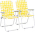 EEBUIHUI Set of 2 Folding Patio Lawn Chairs, Modern Yellow PP Braided Beach