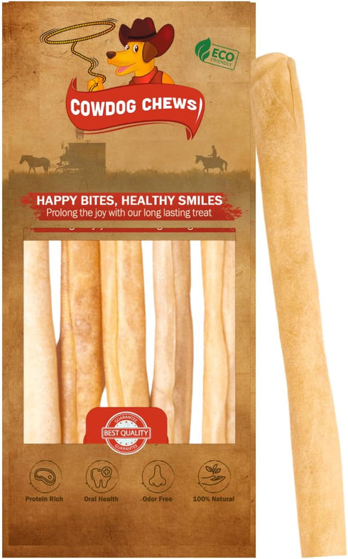 Collagen Sticks 12" (5 Pack) - Odor-Free, All Natural Chews for Healthy Joints, Skin & Coat, Beefhide Goodness