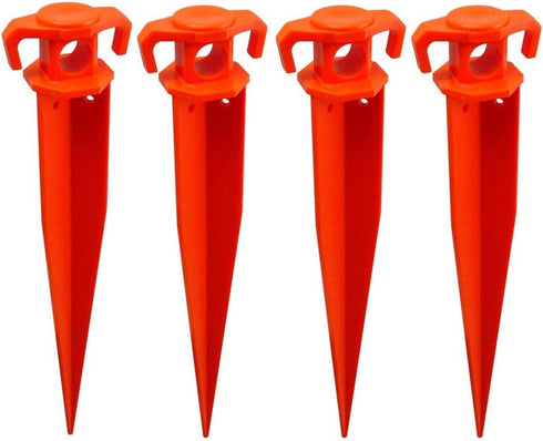 Pack of 4-11” Ground Stake Stick Strong Outdoor Camping Tent or Garden Pegs – Orange (11 inches - 4PC)