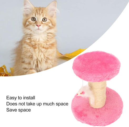 Cat Scratching Post Interactive Soft Plush Sisal Rope Cat Tree for Indoor Cats and Kittens (Pink)