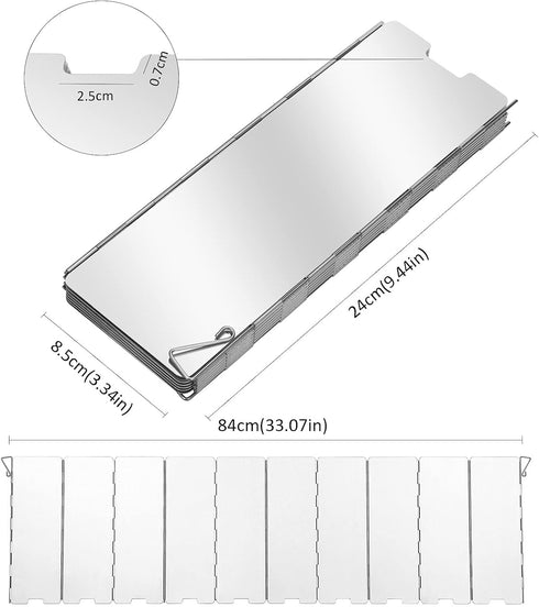 Uning Camp Stove Windscreen, 10 Plates Lightweight Folding Wind Shield for Camping Stove, Backpacking