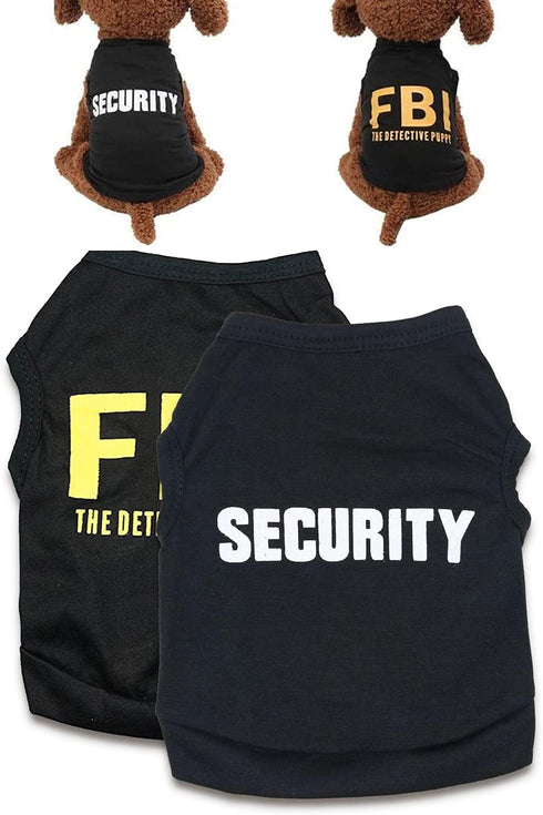 6 Pack Puppy Clothes for Small Dog Boy, Summer Shirt for Chihuahua Yorkies, Black Security Vest Funny Apparel, XS