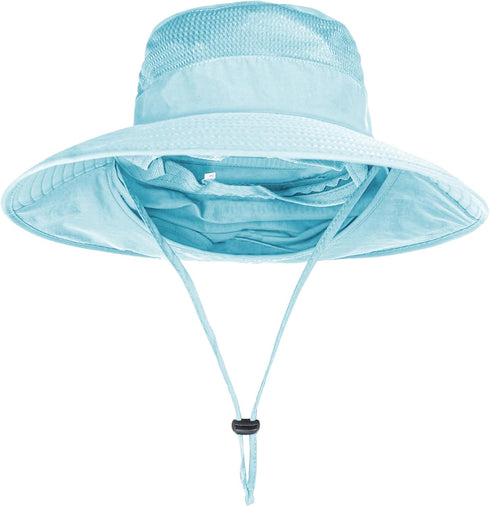 Sun Hats for Men and Women, UPF 50+ Breathable Wide Brim Fishing Bucket Hat with Neck Flap