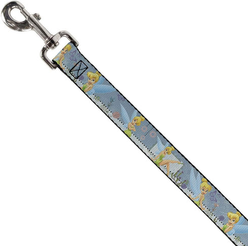 Buckle-Down Pet Leash - Tinker Bell Garden Poses - 4 Feet Long - 1/2" Wide