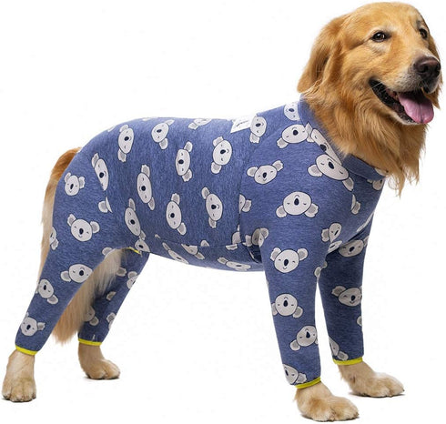 Cotton Dog Onesie Surgery Recovery Suit for Medium Large Dogs, Full Covered Pajamas Pjs, Long Sleeved with Zipper