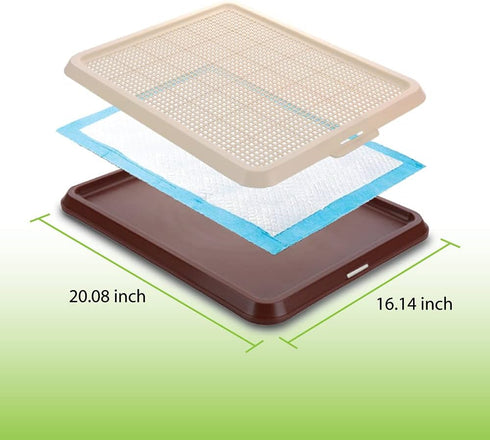 20" 16" BANU Puppy Pee Pad Holder Indoor Outdoor Dog Potty Toilet Training Tray x for Small and Medium Dogs (Ivory)