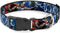 Dog Collar with Plastic Clip - Avengers Thor Hammer Action Pose, Galaxy Blues White, Fits 13 to 18 Inches, 1.5 Inch Wide