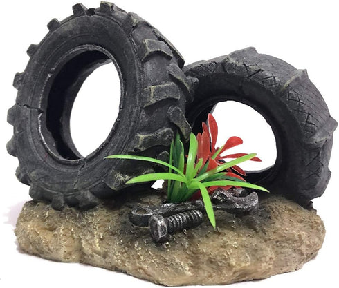 Aquarium Tyre Decorations - Resin Material Tyre Decorations,Fish Tank Tyre Ornament Aquarium Environment Friendly Decorations